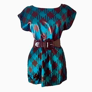 Argyle Short Sleeve Tunic With Belt